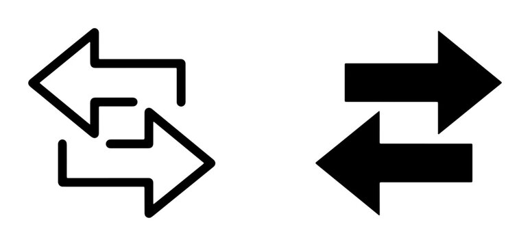 Reciprocal Arrows Icon Set, Bidirectional Exchange Symbols, Opposite Direction Arrows, Data Transfer Icons, Circular Arrows