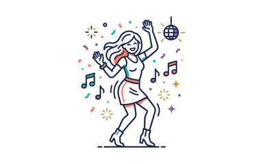Obraz premium Woman Dancing Party Vector Illustration