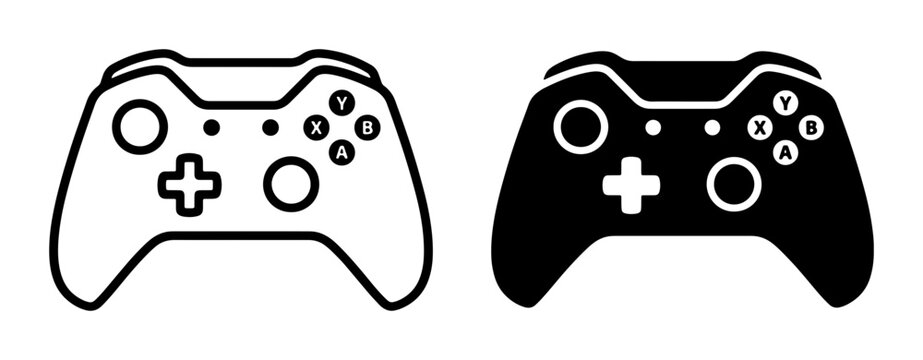 Video Game Controller Icons, Digital Gaming Input Devices, Entertainment Technology, Play Station and Xbox Style Controllers, Vector Graphics