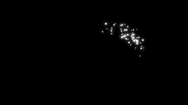 Fast line glitter motion, 2d glitter stars line animation. glowing magic glitter stars flash or explosion effect, shining twinkle,  fairy dust wand trail transition isolated on black screen. 4k video