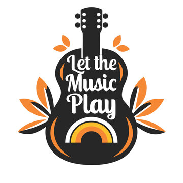 Acoustic Guitar with Retro Vibes Music Themed Design