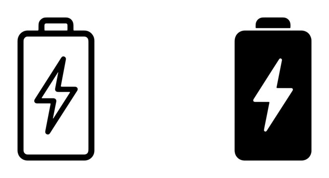 Battery Icon Set, Power Symbol Vector Graphics, Energy Charge Indicator, Electrical Charge Symbol, Rechargeable Battery Icons