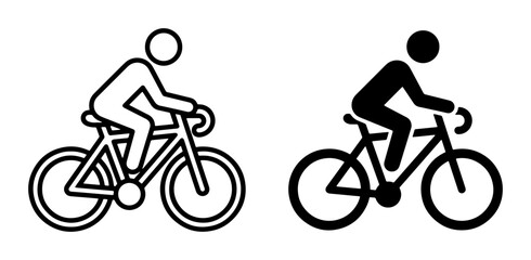 Obraz premium Bicycle Rider Icons, Cyclist Silhouette Vector Set, Sport and Recreation Symbols, Transportation and Fitness Graphics