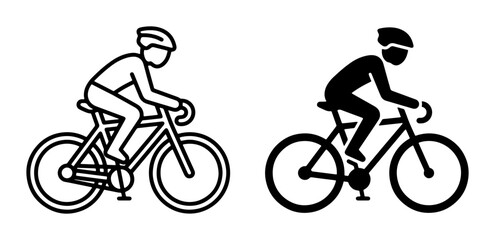 Obraz premium Cyclist Icons, Bicycle Rider Silhouettes, Sport and Fitness Vector Graphics, Road Cycling and Training Symbols