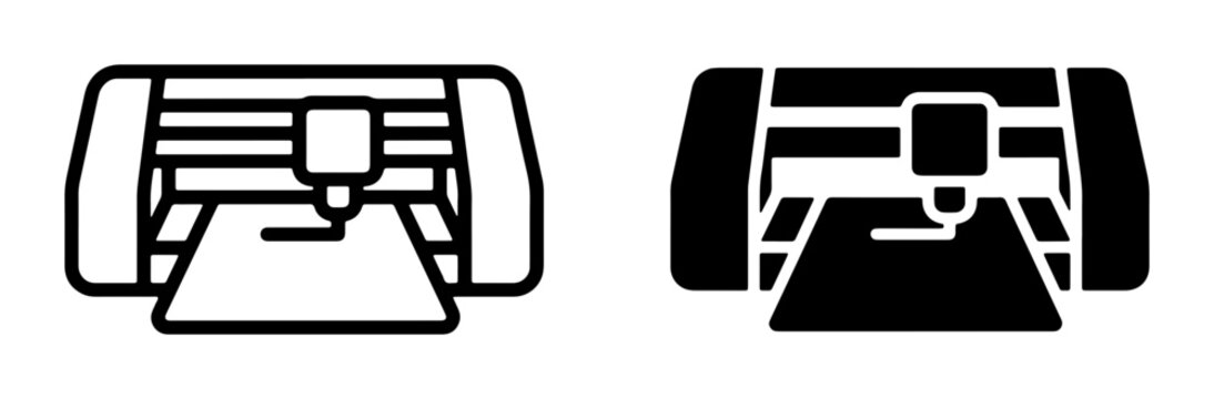 Craft Cutter Machine Icons, Vinyl Plotter Vector Graphics, Silhouette Cutting Tool Symbols