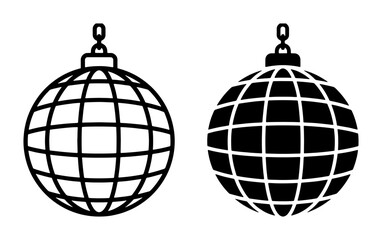 Fototapeta premium Disco Ball Icons, Retro Party Sphere Vector Graphics, Vintage Celebration Ornaments, Black and White Dance Floor Decor