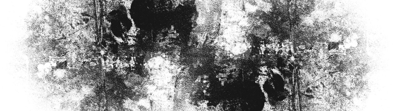 Screen print distressed overlay pattern banner panorama long wide - Grunge grainy vintage letterpress textures. black imprint texture, isolated on transparent or white background png