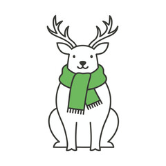 Naklejka premium Deer with green scarf