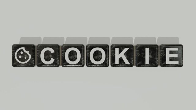3D Realistic Cookie Icon and Cookie Text Block Animation
