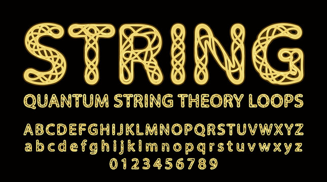 Quantum String Theory Loops Font and Alphabet with Numbers