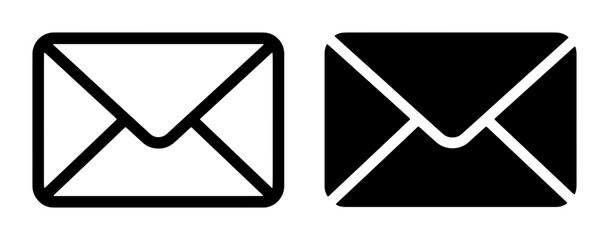 Email Icon Set, Envelope Symbols, Communication Graphics, Mailbox Icons, Correspondence Graphics, Digital Messaging Icons, Black and White Mail Icons © Efan