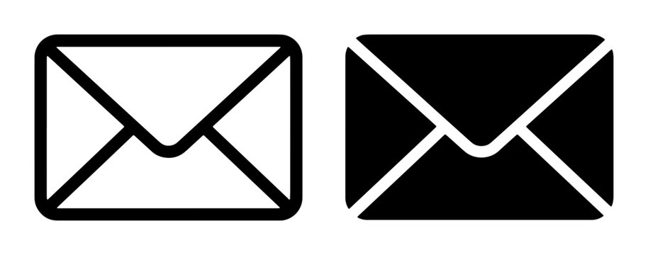 Email Icon Set, Envelope Symbols, Communication Graphics, Mailbox Icons, Correspondence Graphics, Digital Messaging Icons, Black and White Mail Icons