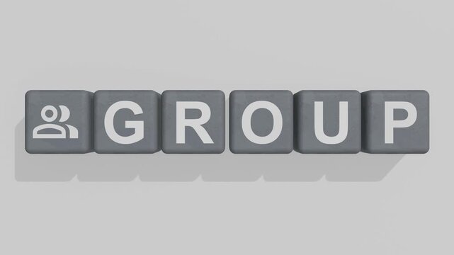 3D Realistic Group Icon and Group Text Block Animation