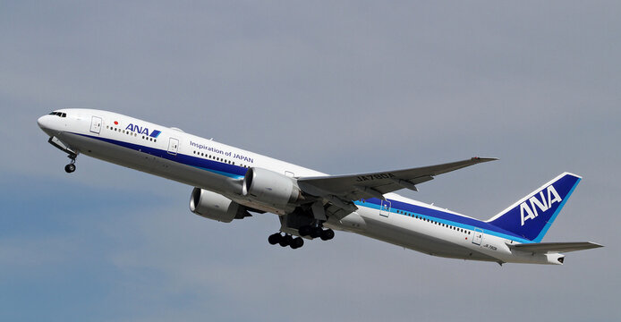 Los Angeles, California - July 10, 2026: All Nippon Airways Boeing 777