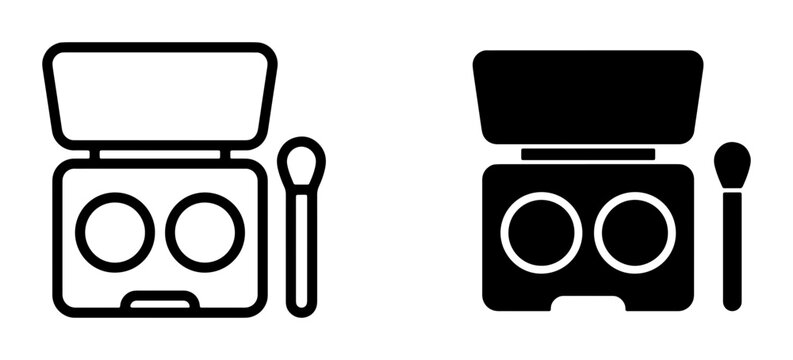 Eye Shadow Palette Icons, Makeup Compact with Applicator, Beauty Product Vector Graphics