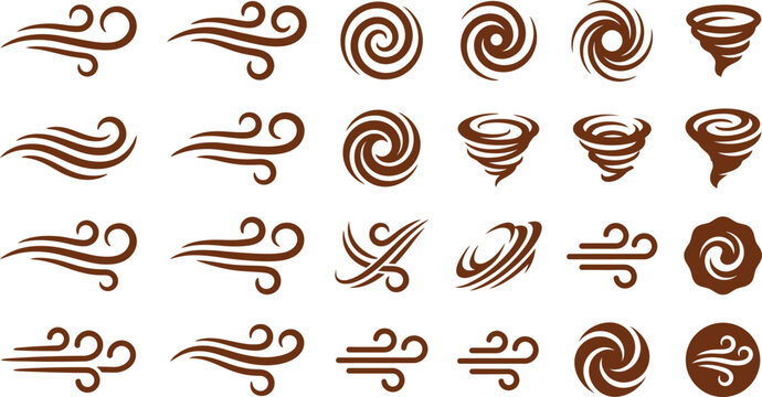 Wind Flow Symbols Brown Vector Illustration On White Background