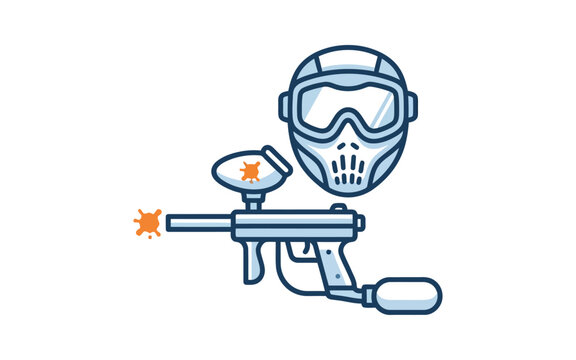 Paintball Marker and Mask Vector Illustration