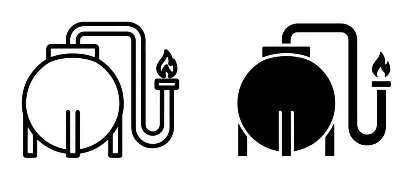 Gas Tank Icons, Fuel Storage Symbols, Energy Industry Vector Graphics, Flammable Liquid Storage, Industrial Equipment Illustration