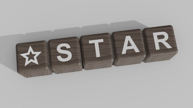 3D Realistic Star Icon and Star Text Block Animation