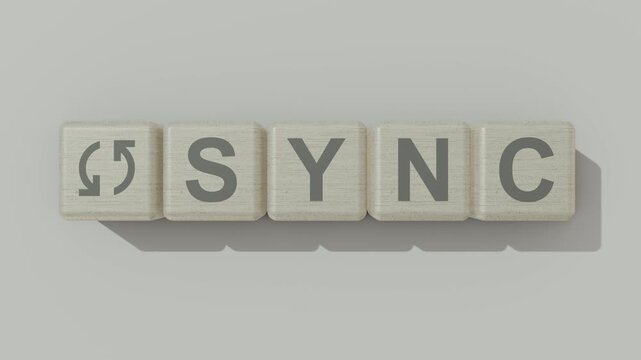 3D Realistic Sync Icon and Sync Text Block Animation