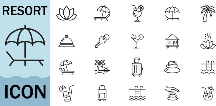 Resort and vacation icon collection