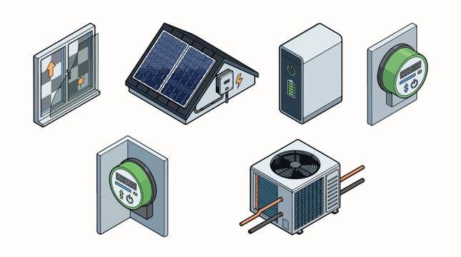 Energy efficient building technology. Sustainable architecture and green construction design.