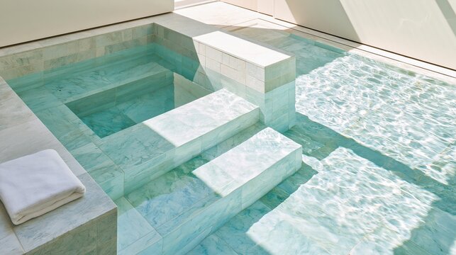 Clear Water Baptism Pool in Bright Interior