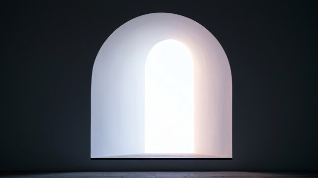 Overexposed Arched Window in Minimal Interior