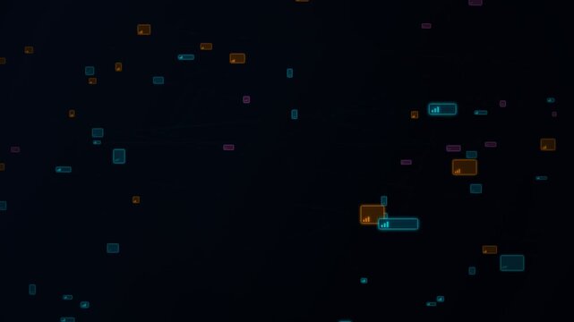 Abstract digital data background with glowing tech UI elements