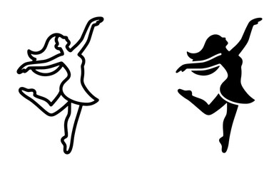 Ballet Dancer Silhouette, Elegant Female Performer Icon, Graceful Woman Pose Vector Set, Artistic Movement Graphics © Sayem