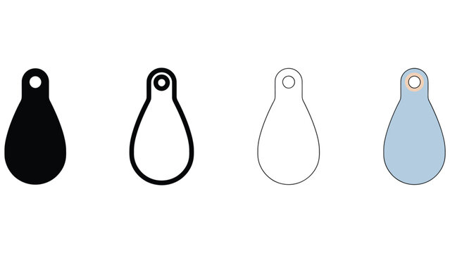 Minimalist RFID key fob icons, contactless smart security tags, vector set Editable Vector