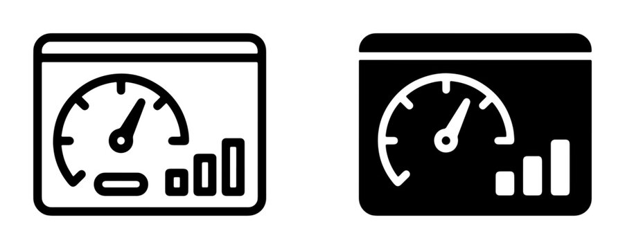 Dashboard Icons: Speedometer and Bar Chart, Performance Metrics, Data Visualization, Analytics, UI Elements, Vector Set
