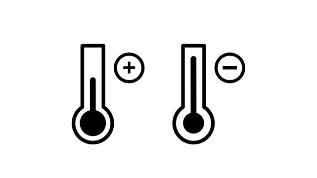 Thermometer icons showing rising and falling animation isolated on white background