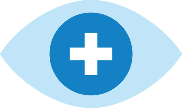 Eye Care Ophthalmology Vision Health Medical Cross Symbol Flat Icon