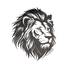 Obraz premium Majestic Lion Head Illustration: A striking, stylized illustration of a lion's head showcases its powerful mane and intense gaze, rendered in bold, graphic detail.