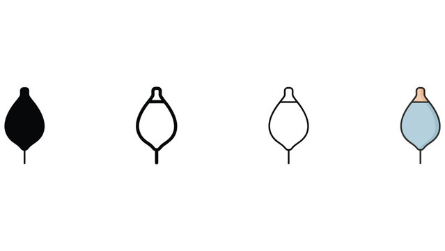 Medical nasal aspirator icon set, baby nose cleaner vector, 4 bulb syringe Editable Vector