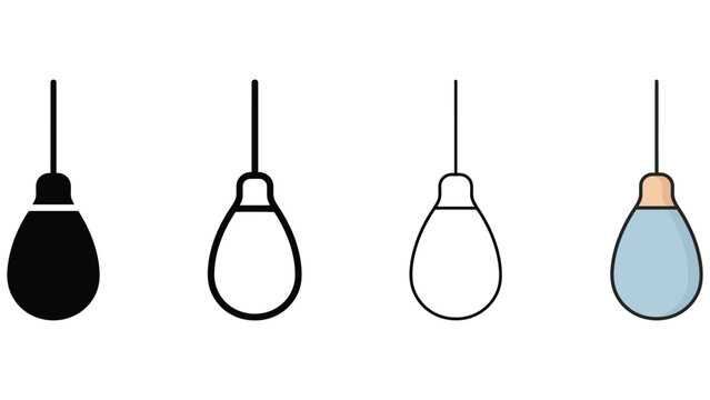 Boxing speed bag vector set, 4 punching bag icons, training equipment icons Editable Vector