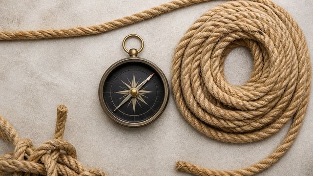 Vintage Compass and Rope Nautical Theme