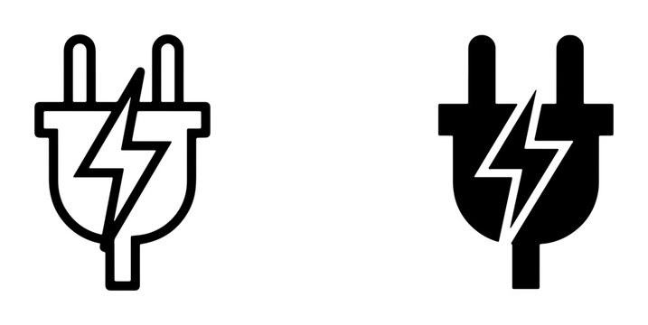 Electric Plug Icons, Power Symbol Vector Graphics, Energy Connection Symbols, Electrical Outlet Icons, Technology Concepts