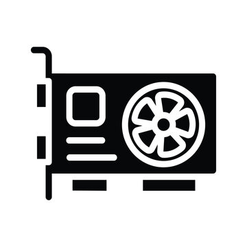 icon vga solid card glyph graphic illustration GPU computer hardware video card vector single, gaming pc component