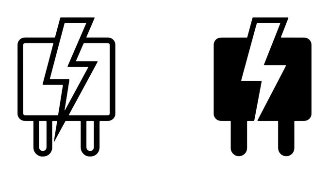 Electrical Fuse Icon Set, Power Protection Symbols, Circuit Safety Components, Energy Supply Symbols, Black and White Vector Graphics