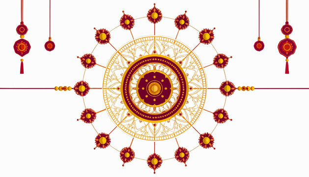 Decorative golden rakhi mandala for raksha bandhan festival