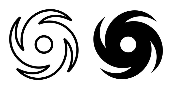 Hurricane Icon Set, Cyclone Symbol Vector Graphics, Weather Storm Swirls, Tropical Depression Emblem, Natural Disaster Warning Icons