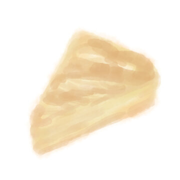 Watercolor cheesecake slice illustration, hand painted, white background
