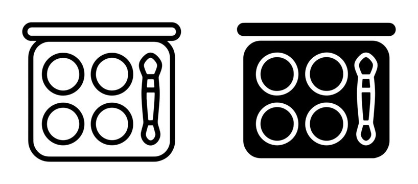 Eye Shadow Palette Icons, Makeup Compact Set, Cosmetic Beauty Tools, Vector Graphics for Beauty Industry