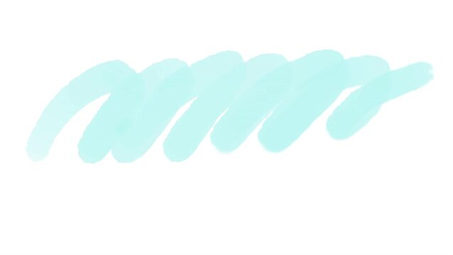 Animated watercolor brush stroke looping in light blue, hand-drawn motion graphics with transparent background MOV