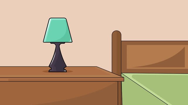 night lamp on a table in a bedroom cartoon animation backgrounds video . Nightstand Window Light Home Interior for furniture 2d animated footage motion graphic illustration design