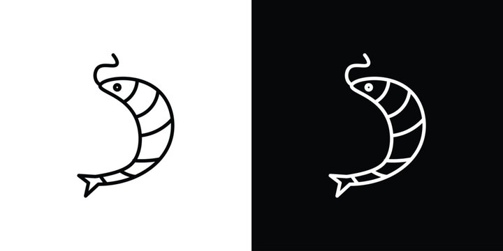 Shrimp icon black and white symbol group