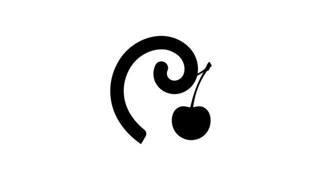Stylized swirl and cherry silhouette design
