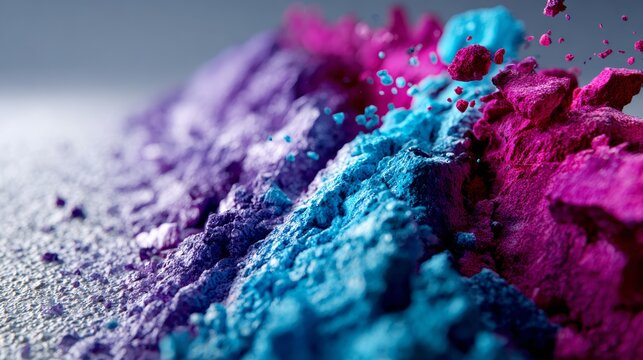 Vibrant Blue and Pink Powder Pigments in Motion